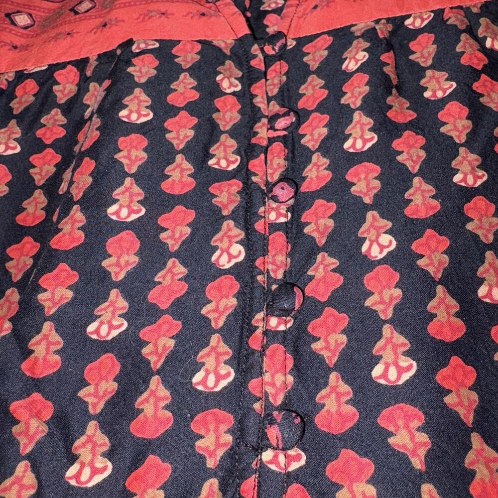 Lucky Brand Blouse Women's Size Medium Boho Festival V-Neck Sheer Cottage - Picture 6 of 11